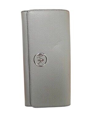 Michael Kors Pebbled Leather Wallet in Light Gray with Silver Logo